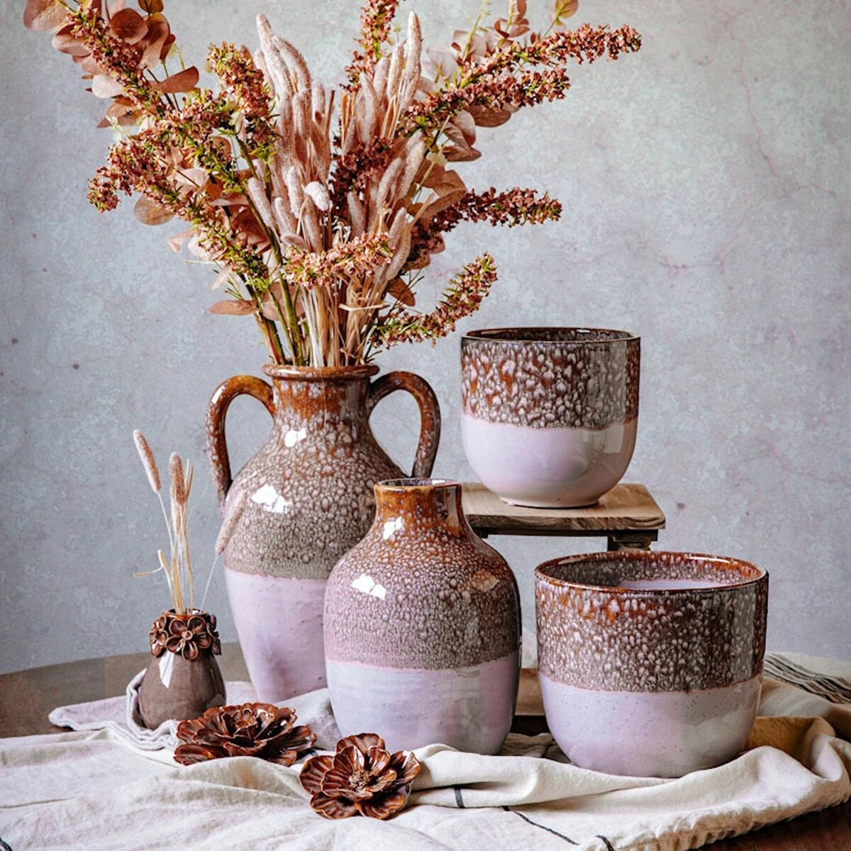 MAŁY WAZONIK WAZON 10cm NA GAŁĄZKĘ KWIATY CERAMICZNY BOHO DO DOMU LOFT