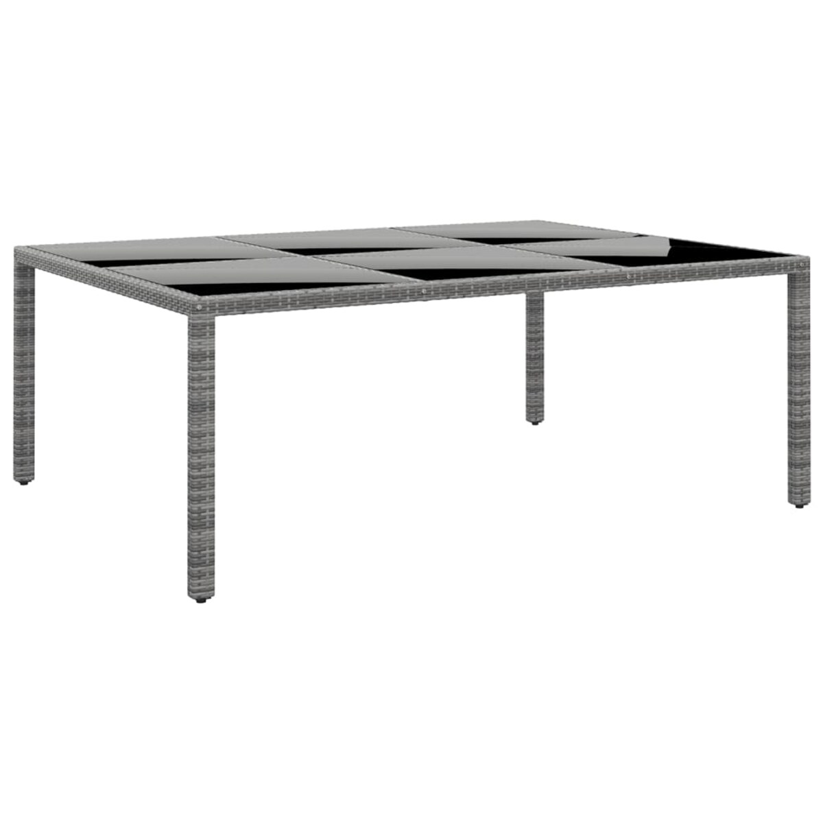 vidaXL Stół ogrodowy, 200x150x75 cm, szkło i rattan PE, szary