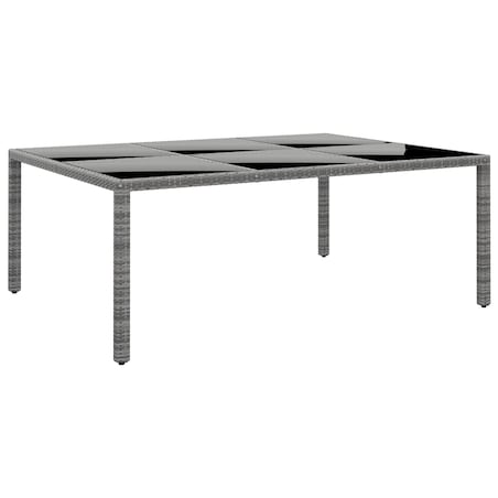 vidaXL Stół ogrodowy, 200x150x75 cm, szkło i rattan PE, szary