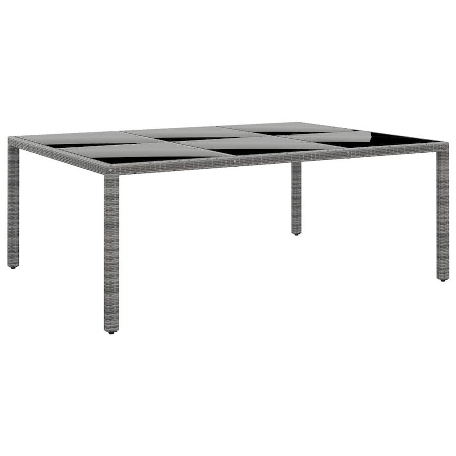 vidaXL Stół ogrodowy, 200x150x75 cm, szkło i rattan PE, szary