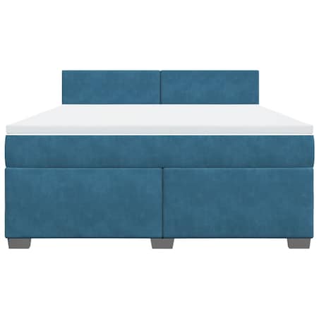 vidaXL Łóżko kontynentalne z materacem, niebieskie, 180x200cm, aksamit