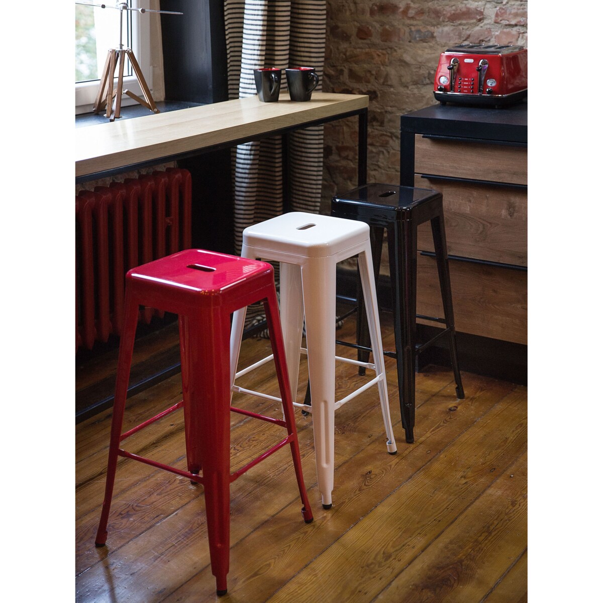 Zestaw 2 stołków barowych metalowych 76 cm biały CABRILLO