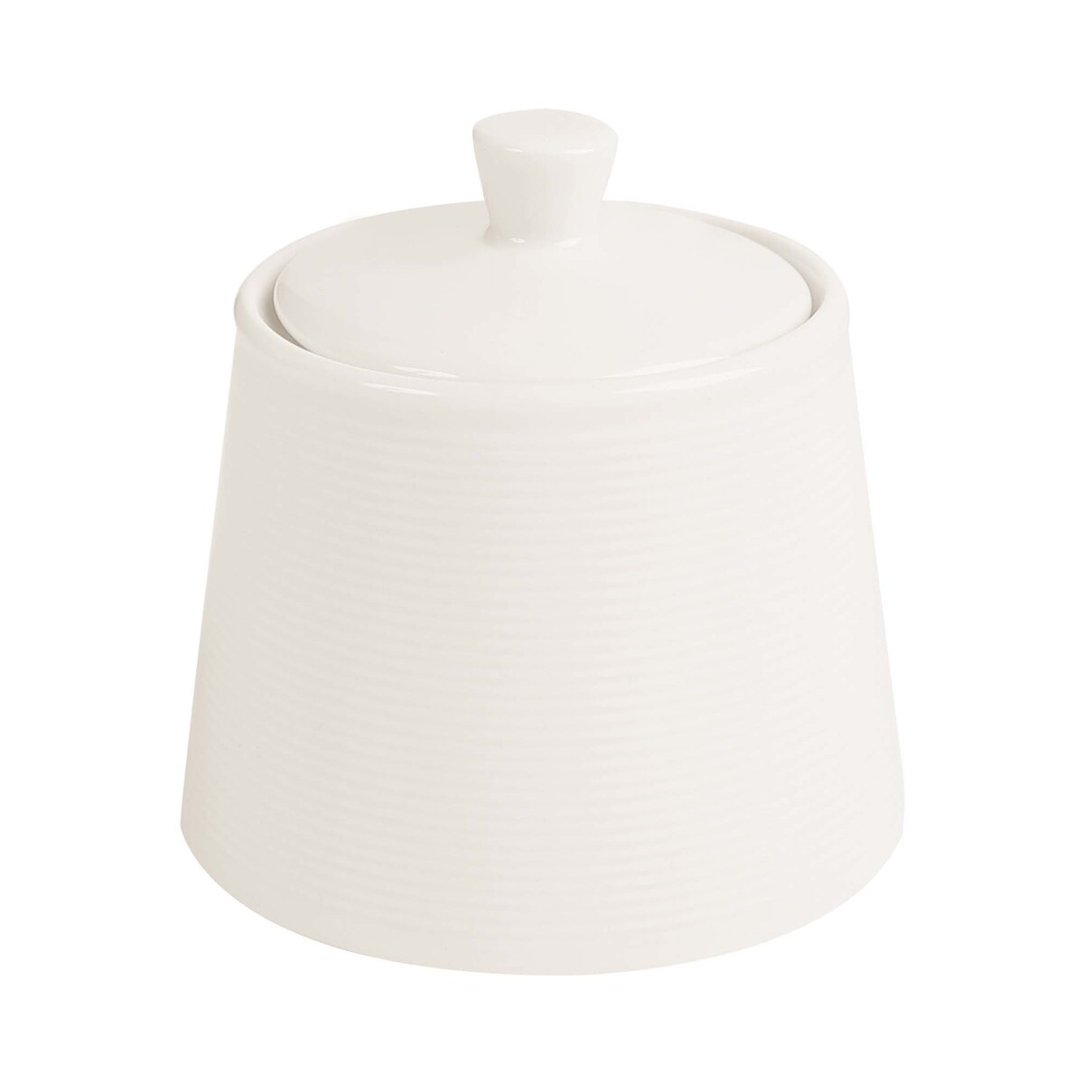 Cukiernica porcelanowa Line 220 ml - kremowa z pokrywką