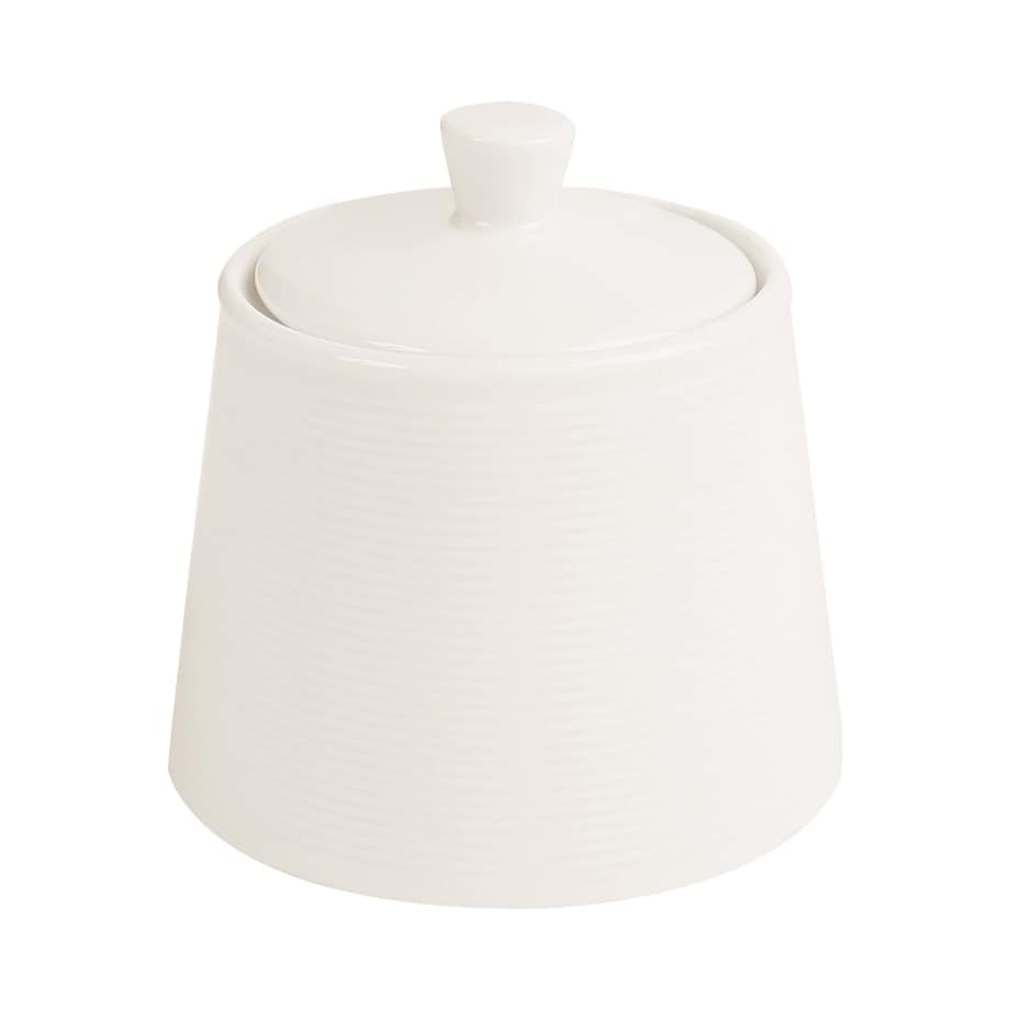 Cukiernica porcelanowa Line 220 ml - kremowa z pokrywką