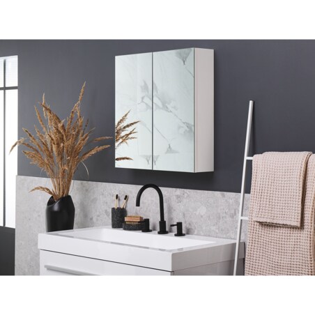 Szafka łazienkowa wisząca z lustrem 60 x 60 cm biała NAVARRA