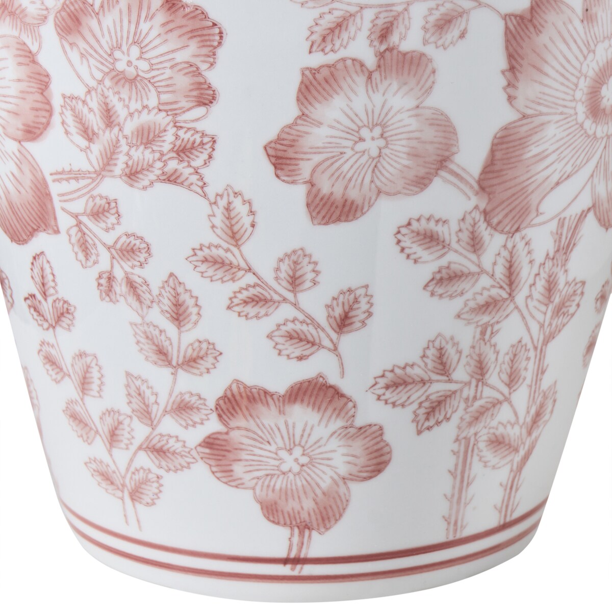 Wazon z pokrywką MOGUER Porcelana 36 cm Czerwony/ biały