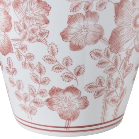 Wazon z pokrywką MOGUER Porcelana 36 cm Czerwony/ biały
