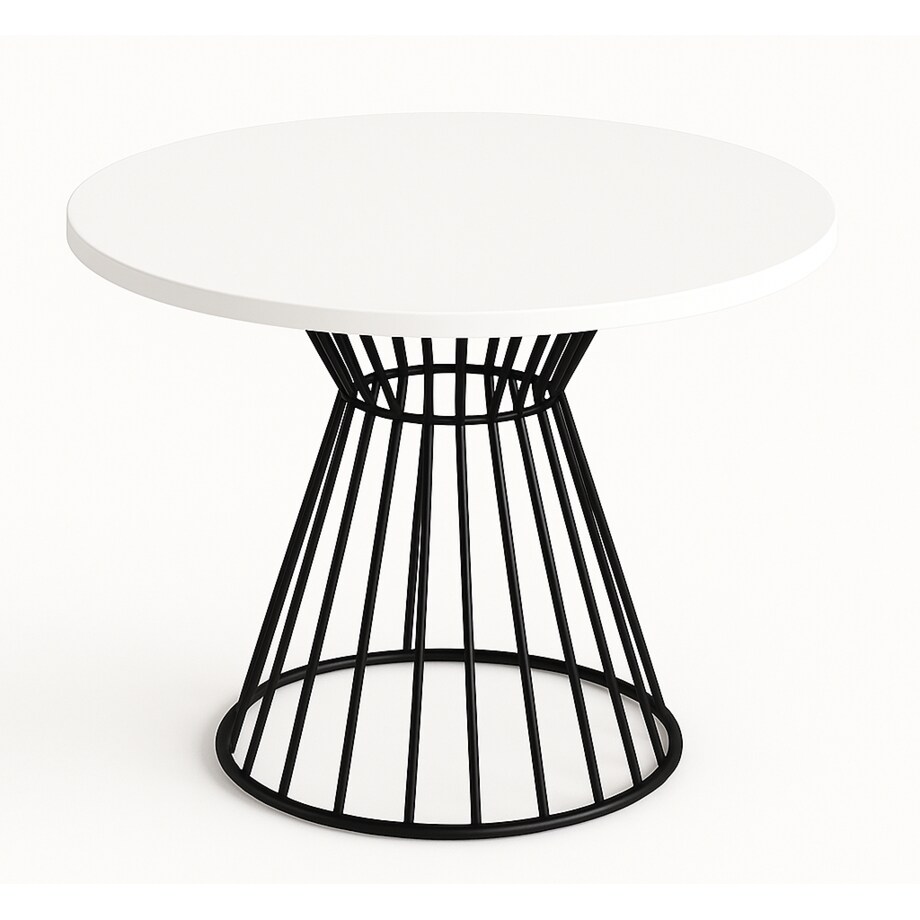 Okrągły stół Reo do salonu z metalową podstawą, blat 100 cm- biały