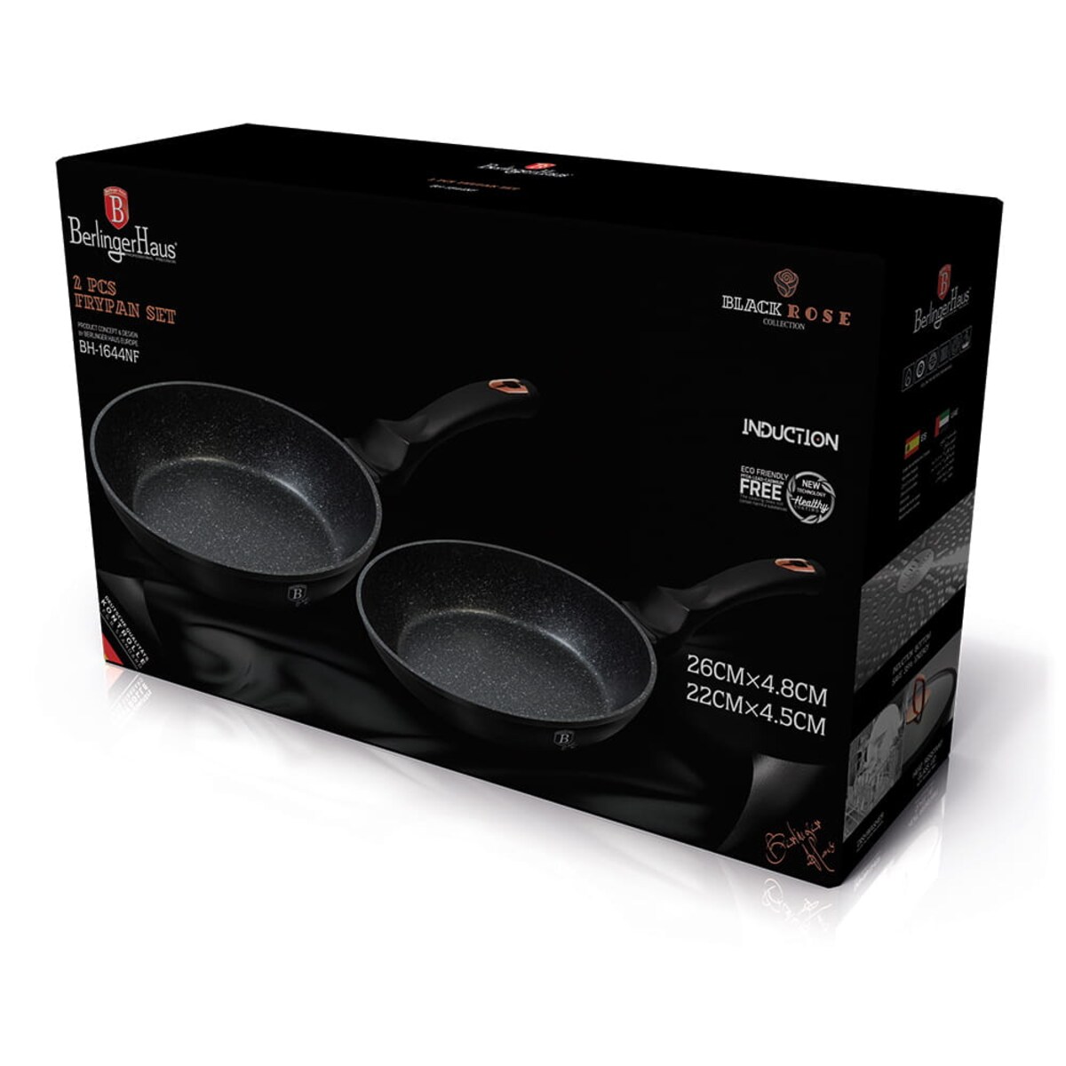 Zestaw 2 patelni marmurowych Black Rose Berlinger Haus BH-1644
