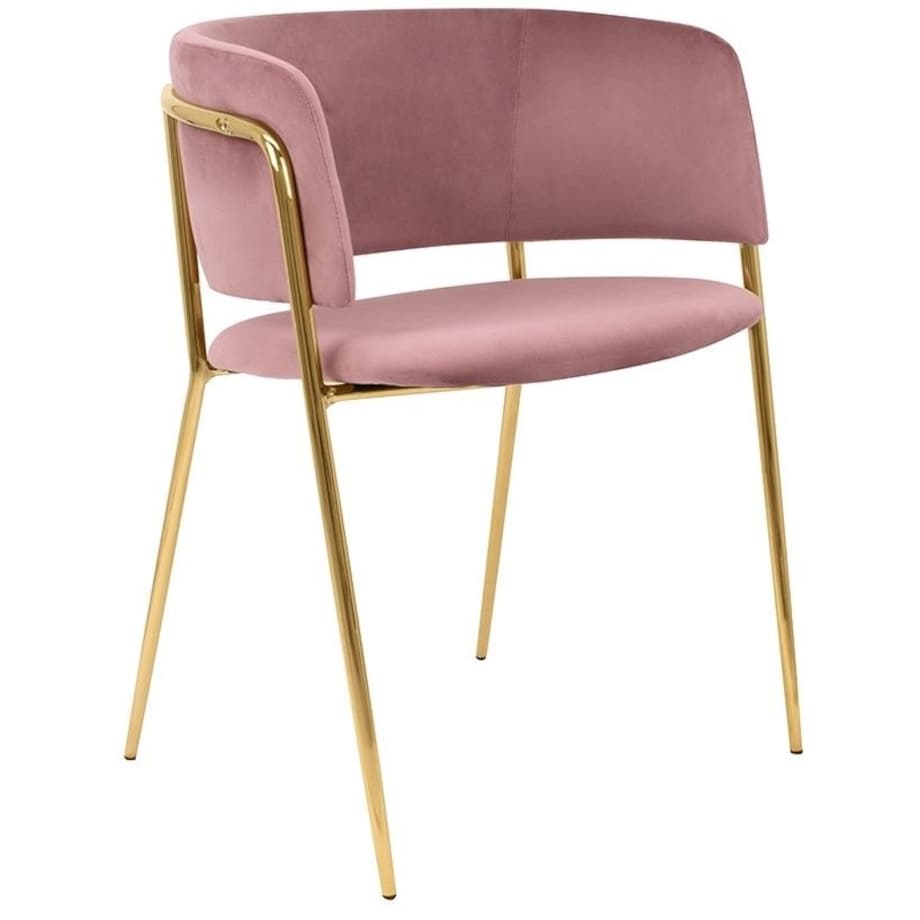 Krzesło welurowe Delta KH1301100121 do jadalni różowe złote