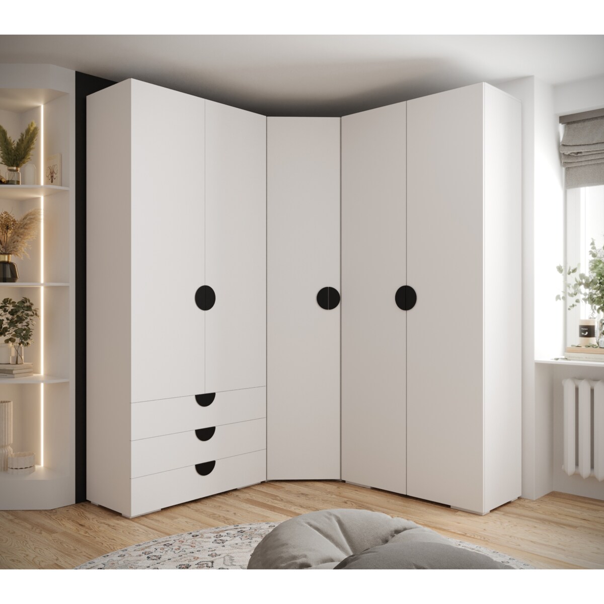 Garderoba wysoka do przedpokoju INOVA 4 Z1 biały+czarny