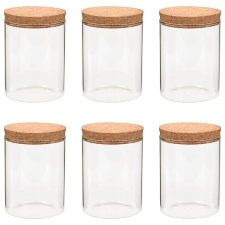vidaXL Szklane słoje z korkową pokrywką, 6 szt., 650 ml