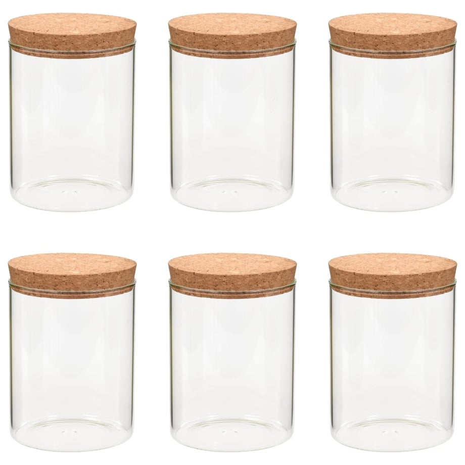 vidaXL Szklane słoje z korkową pokrywką, 6 szt., 650 ml