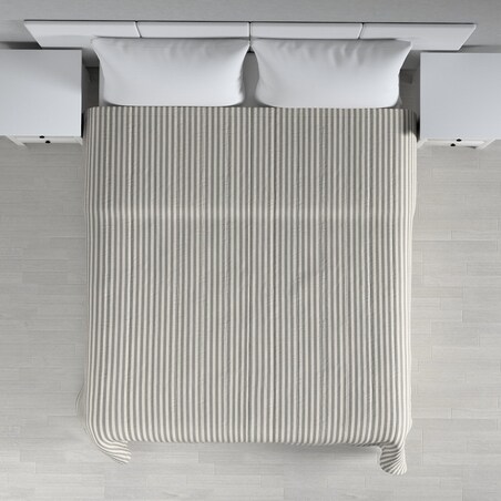 Narzuta pikowana w pasy 260x210 szaro-białe pasy (1,5cm)