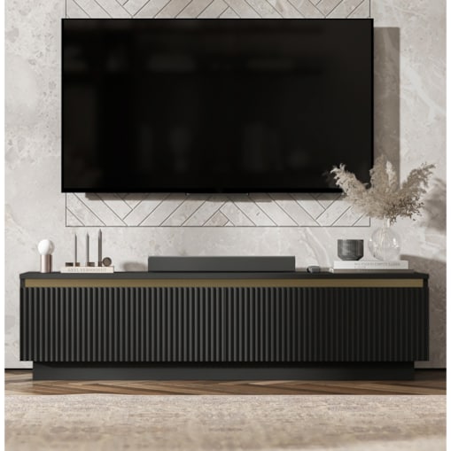 Nowoczesna wisząca / stojącą Szafka RTV Glamour Komoda RTV Czarny Mat 140 cm