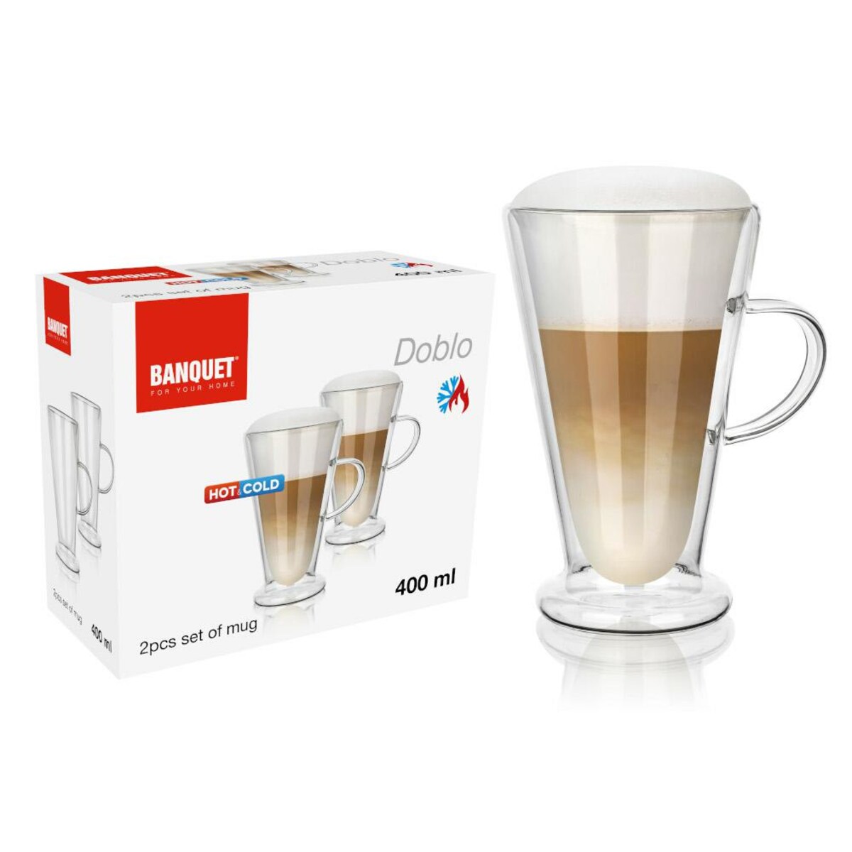 2x SZKLANKA KUBEK termiczna 400 ml podwójna ścianka na kawę herbatę latte