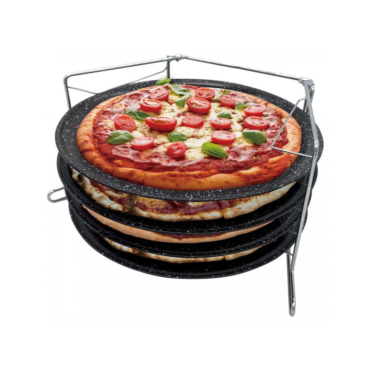 Zestaw 4 form do pieczenia pizzy 32cm ze stelażem KINGHOFF