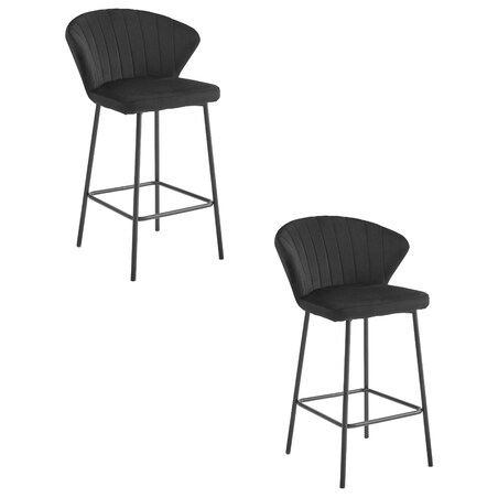 Hoker Do Jadalni Kuchni Baru Wysoki Gatta - Czarny Aksamit / Nogi Czarne X 2