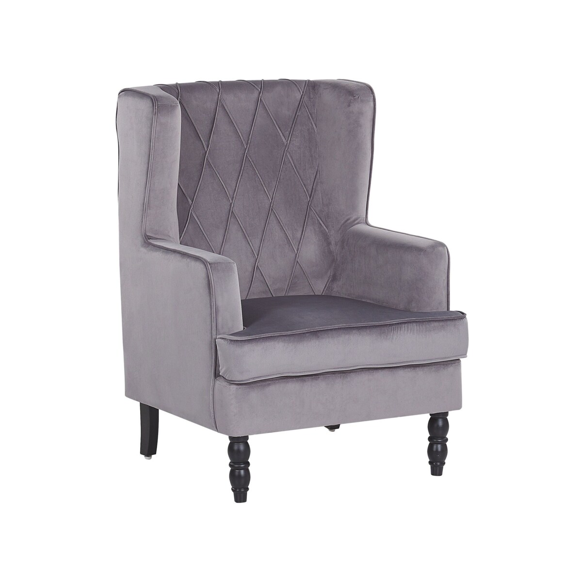 Fotel welurowy z podnóżkiem szary SANDSET