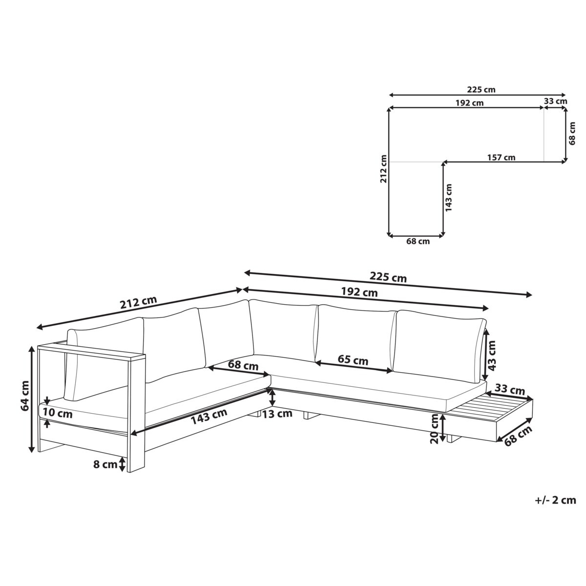 Zestaw ogrodowy drewno akacjowe 5-osobowy prawostronny złamana biel MARETTIMO