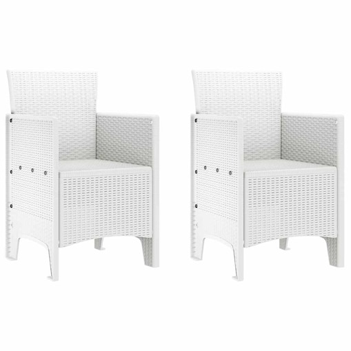 vidaXL Krzesło Ogrodowe 2 pcs Biały 53 x 49 x 85 cm PP