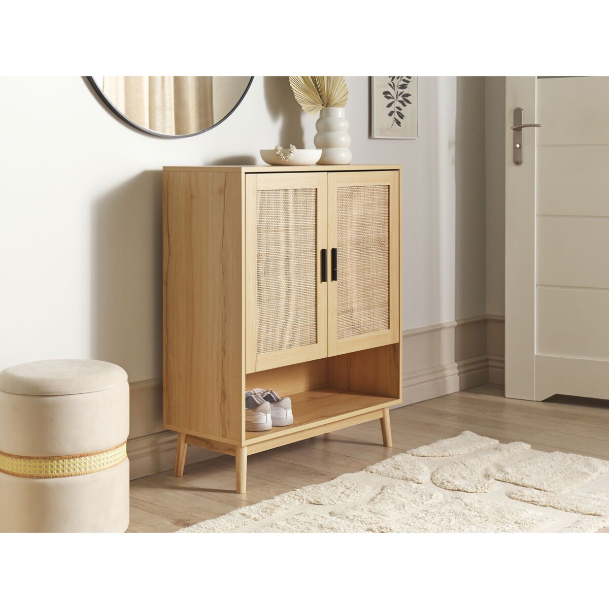 Szafka na buty PEROTE Rattan Jasnobrązowy