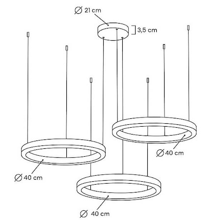 Lampa wisząca RING 40 + 40 + 40 złota na jednej podsufitce