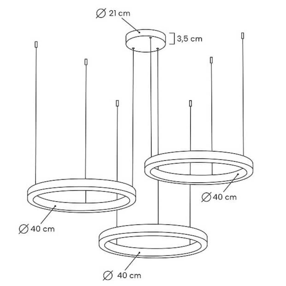 Lampa wisząca RING 40 + 40 + 40 złota na jednej podsufitce
