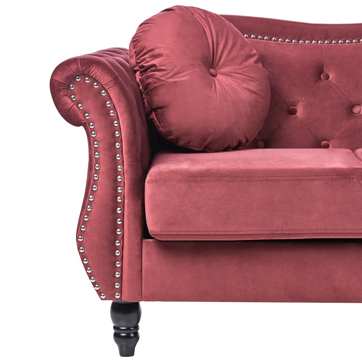 Sofa dla 2 osób SKIEN Welur Bordowy