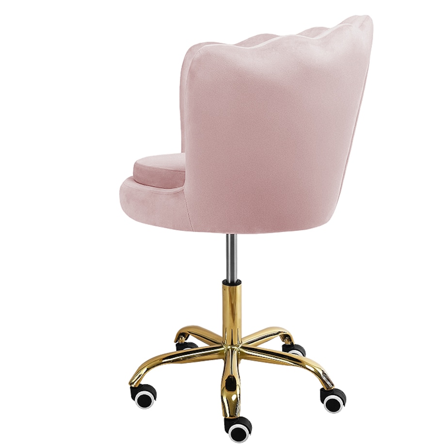 Fotel obrotowy krzesło muszelka welurowy do biurka toaletki różowy shell
