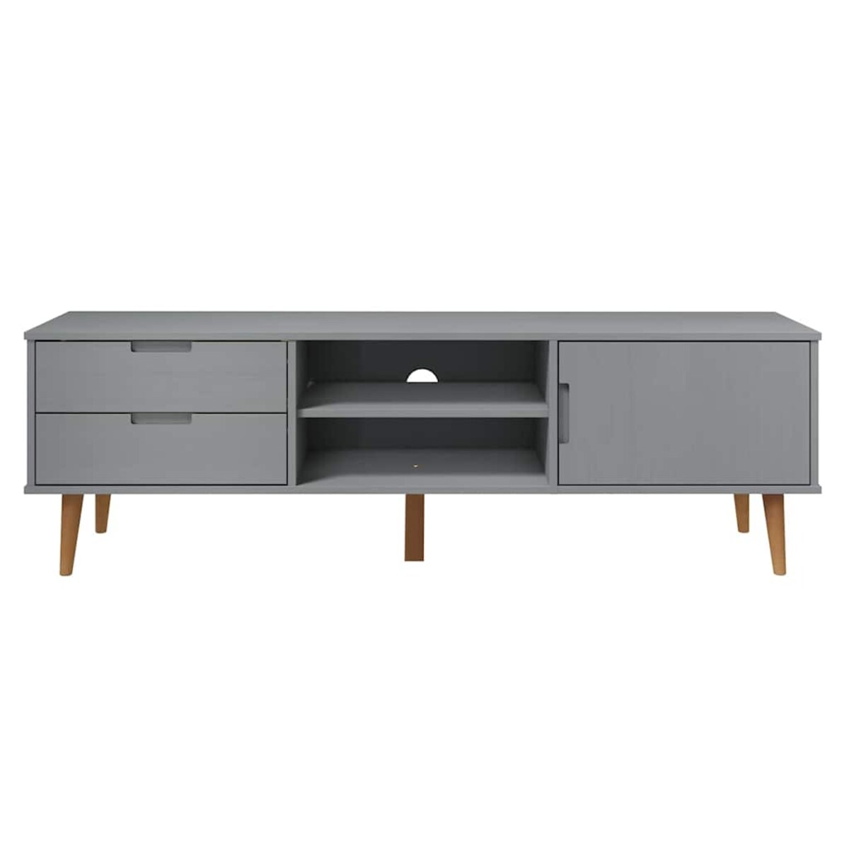 vidaXL Szafka TV MOLDE, szara, 158x40x49 cm, lite drewno sosnowe