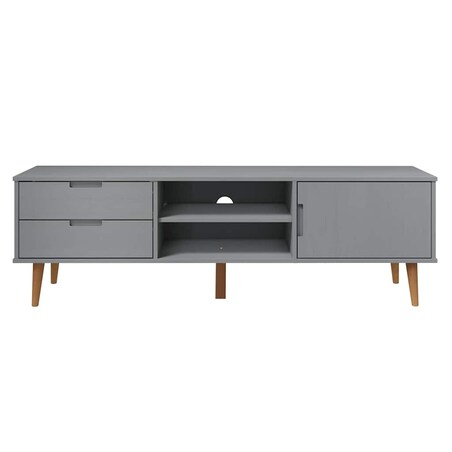 vidaXL Szafka TV MOLDE, szara, 158x40x49 cm, lite drewno sosnowe