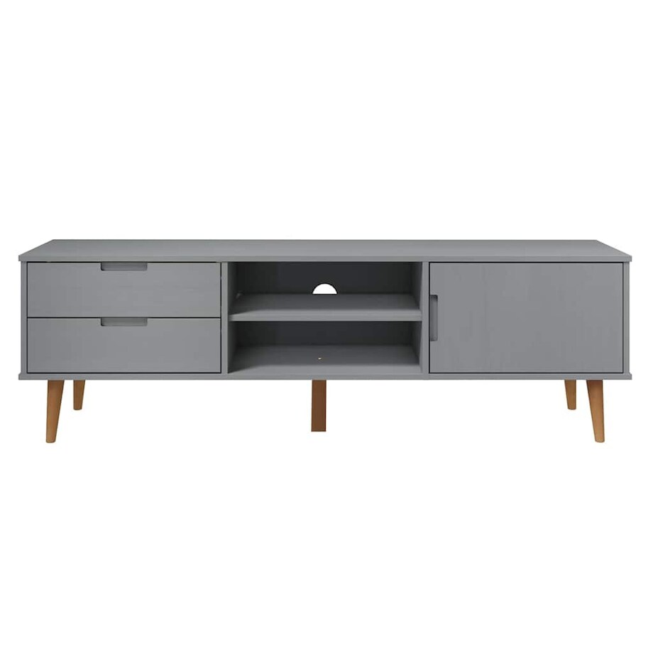 vidaXL Szafka TV MOLDE, szara, 158x40x49 cm, lite drewno sosnowe