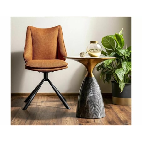 Stolik kawowy LEO 50x50 biały marmur/szary/złoty