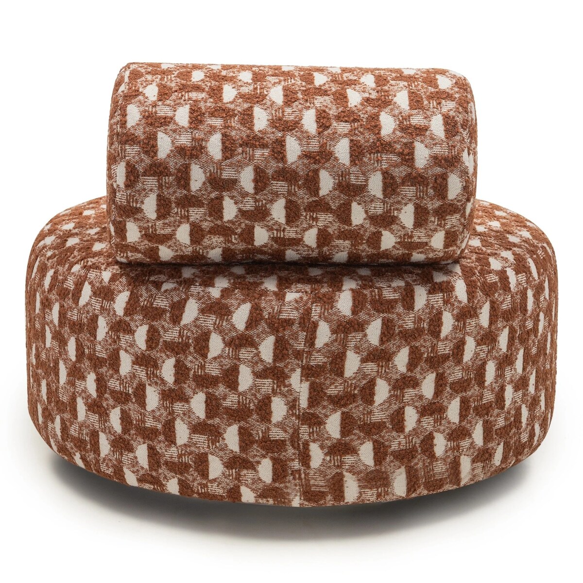 Fotel obrotowy 70x88x88 cm ORVIETTA bouclé z geometrycznym wzorem