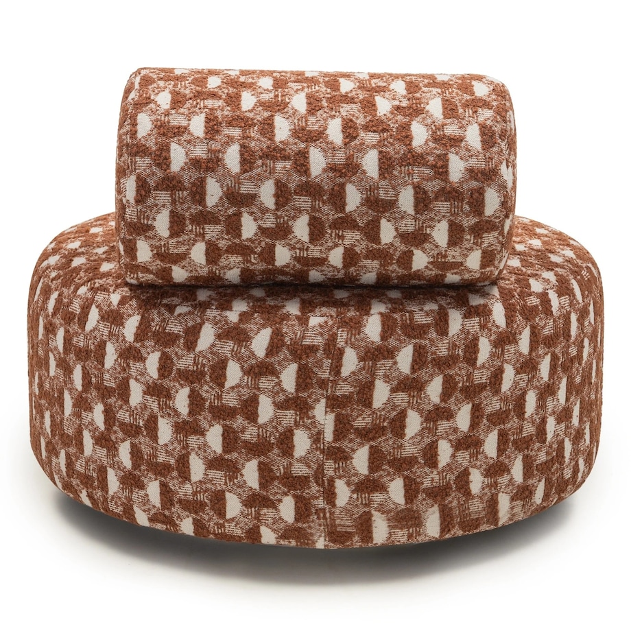 Fotel obrotowy 70x88x88 cm ORVIETTA bouclé z geometrycznym wzorem