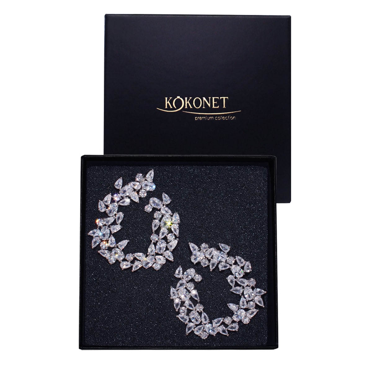 Srebrne kolczyki wysokiej jakości koła listki BŁYSZCZĄCE sztyft pudełko