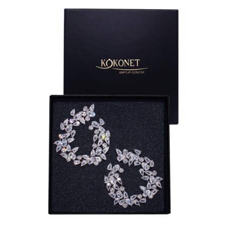 Srebrne kolczyki wysokiej jakości koła listki BŁYSZCZĄCE sztyft pudełko