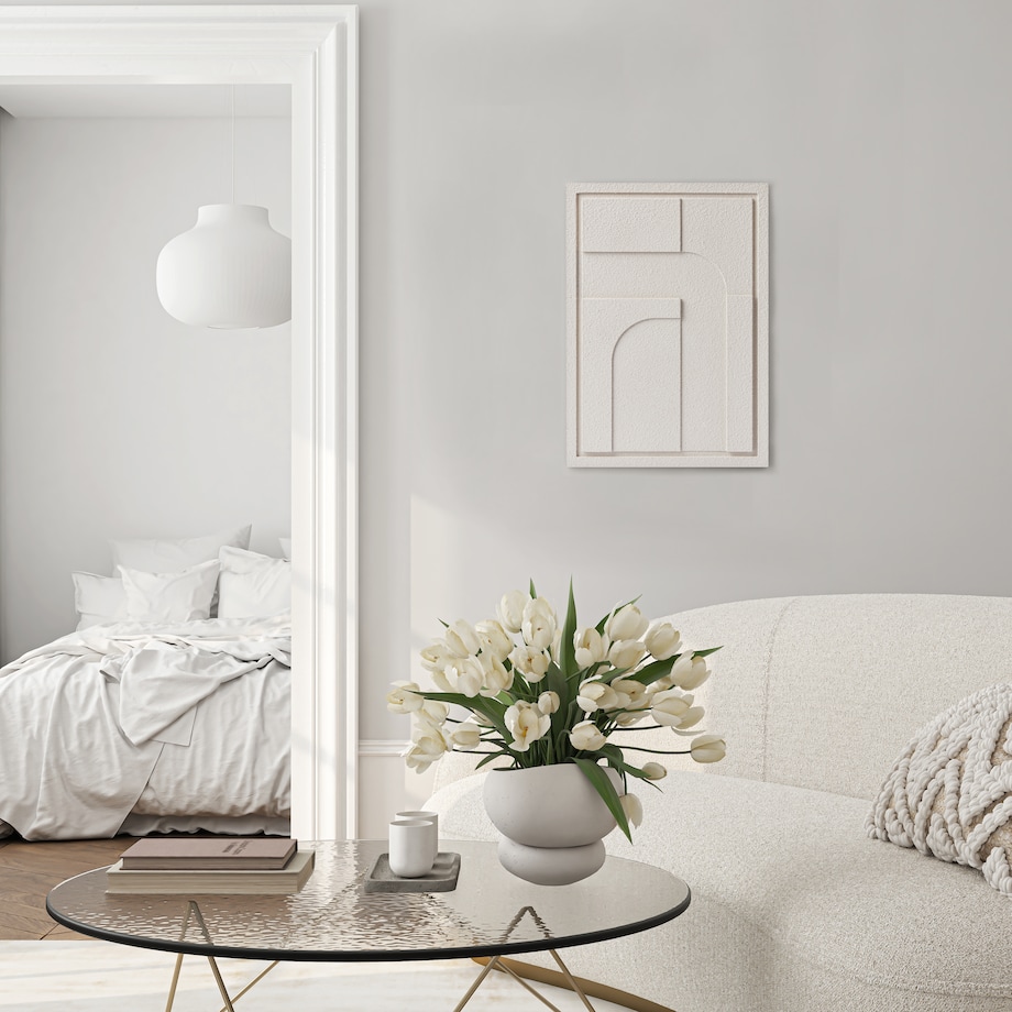 Obraz 3D 35x50cm Geometric IV – Dekoracja Ścienna z Tynku Naturalnego, Natural Cream Minimalistyczny Relief