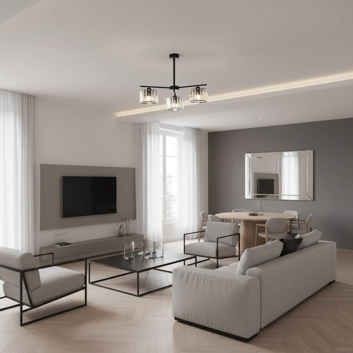 lampa sufitowa wisząca 3 punktowa edylit glamour do salonu