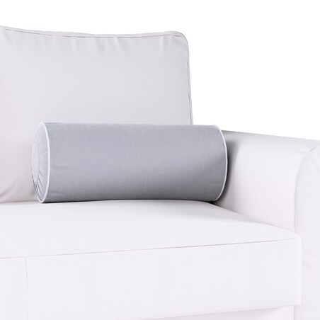 Poduszka wałek z zakładkami z lamówką, srebrzysty szary, Ø20 x 50 cm, Velvet