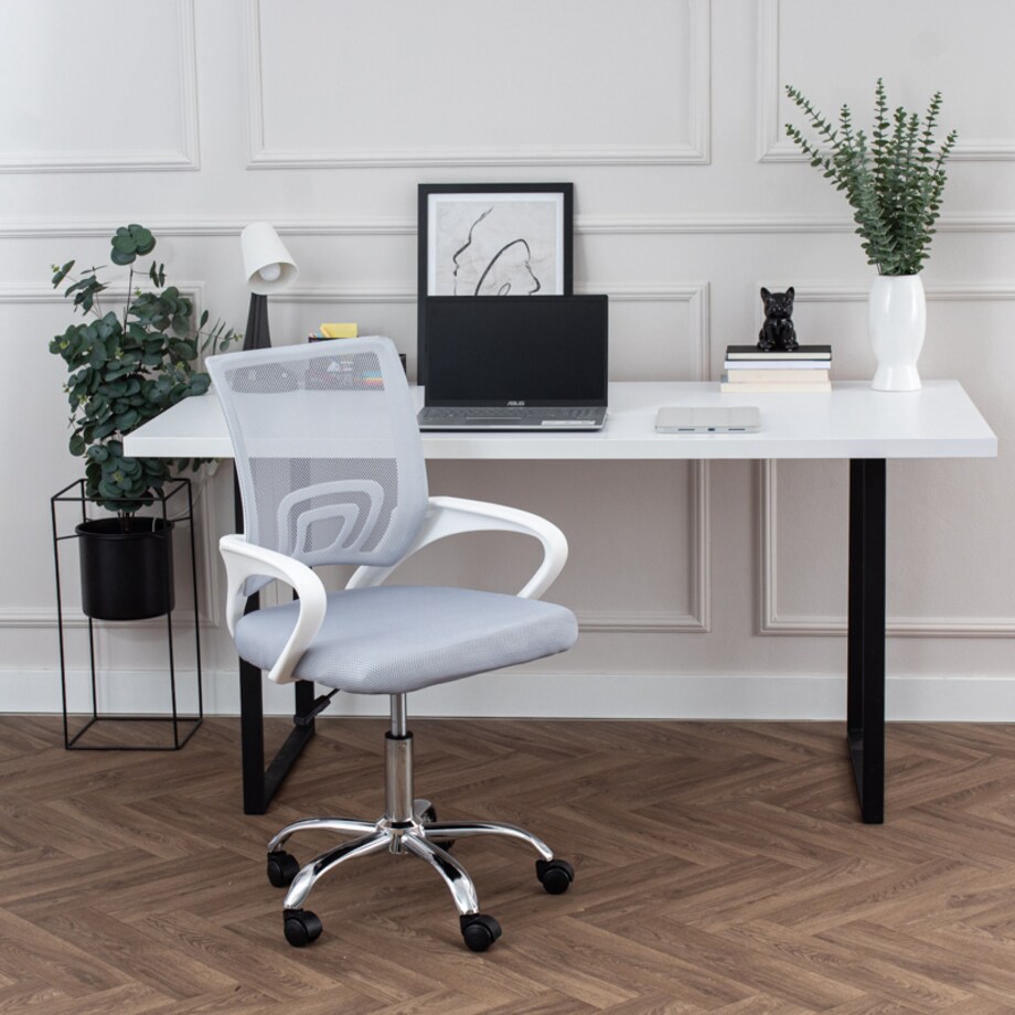 Krzesło biurowe fotel obrotowe regulowane młodzieżowe szare