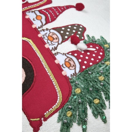 Poduszka świąteczna 40x60 cm CLAUS krasnale w pick-upie