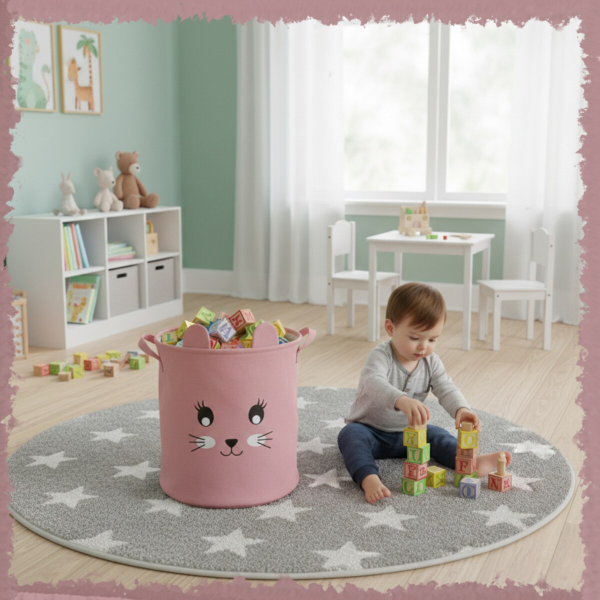 Kosz na zabawki klocki zamykany ze ściągaczem duży XXL organizer pojemnik