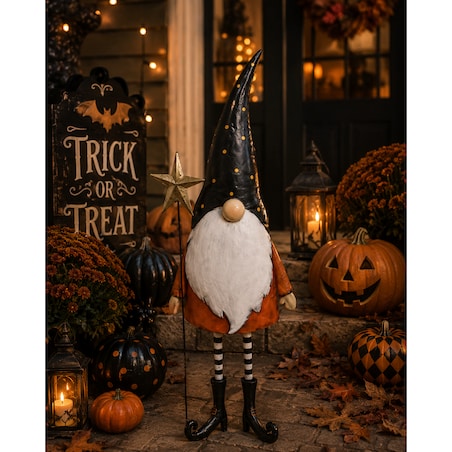 Dekoracja Halloween - metalowy skrzat 69x25,5x12 cm NANO