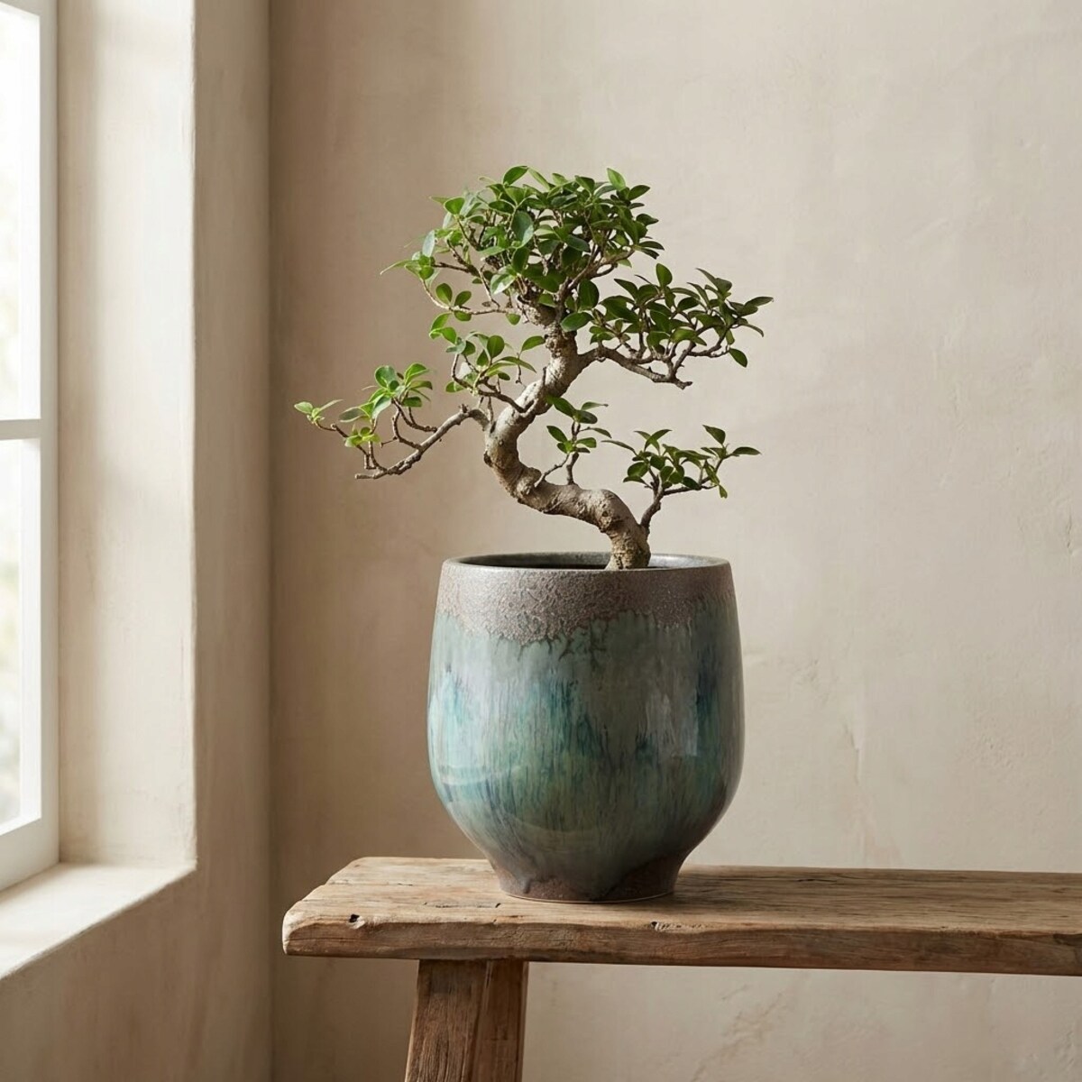 DONICZKA CERAMICZNA 17cm NA BALKON TARAS BONSAI KWIATY NIEBIESKA DUŻA BOHO