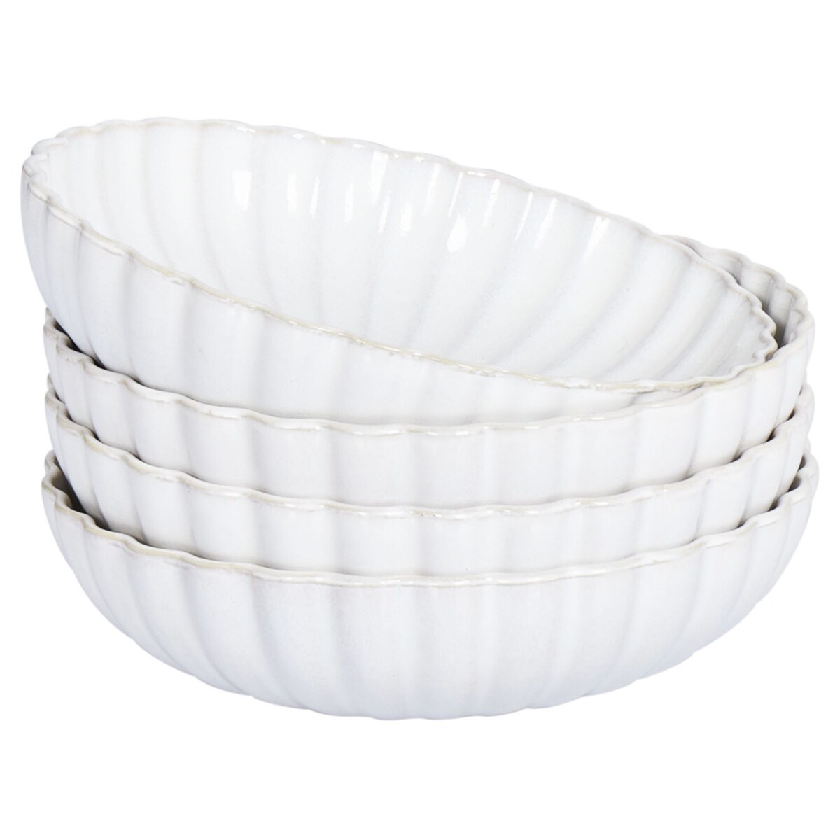 Zestaw 4 głębokich talerzy NETTLE Kamionka Złamana biel