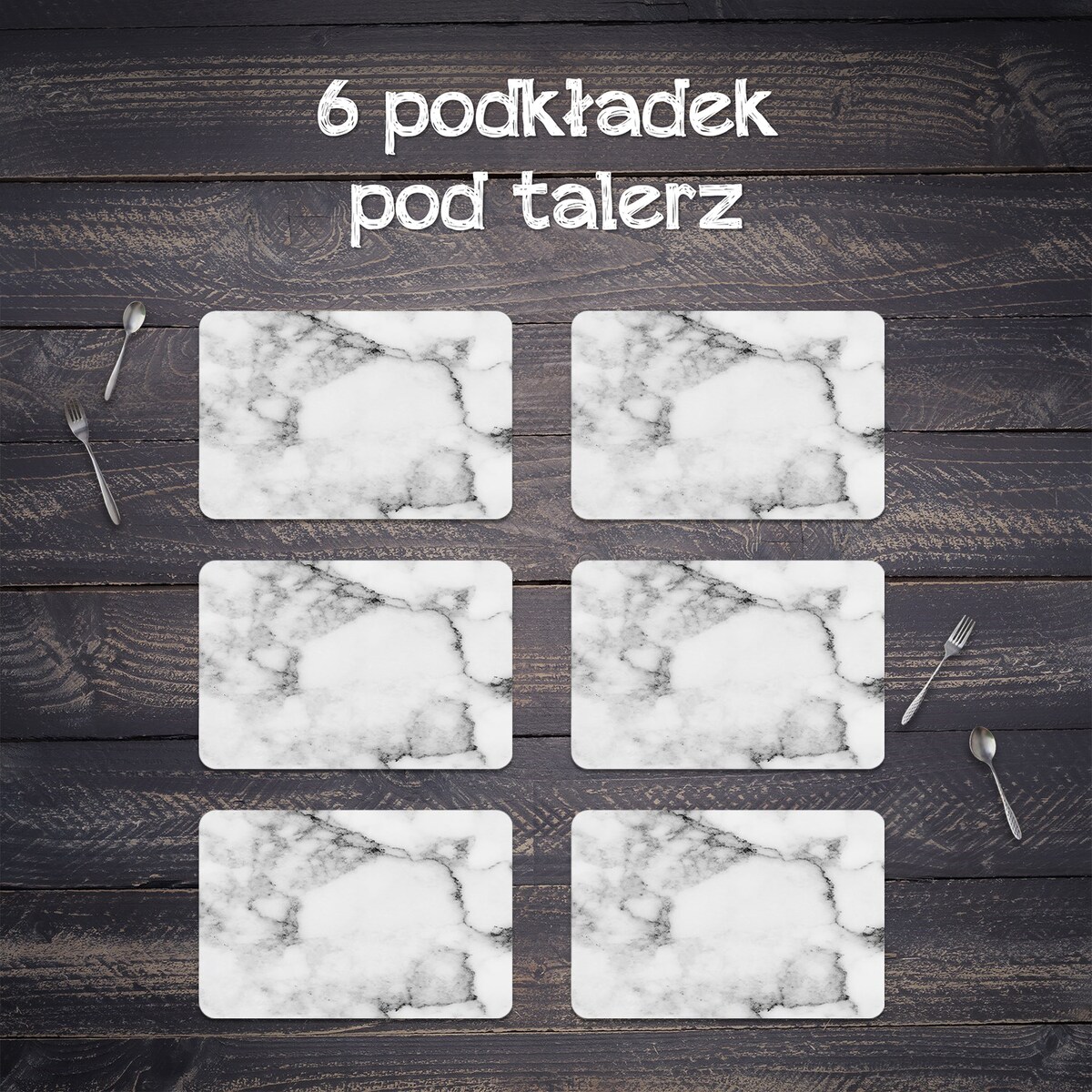 Komplet mat pod talerz Szary marmur, 6 szt. 45x30cm