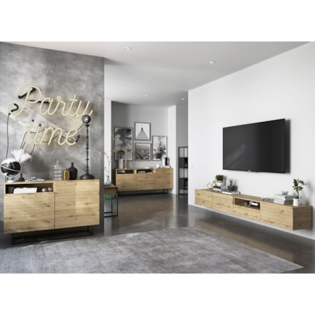 Szafka RTV Loft Wisząca Dąb Artisan MAT Komoda RTV Szuflada 240 cm