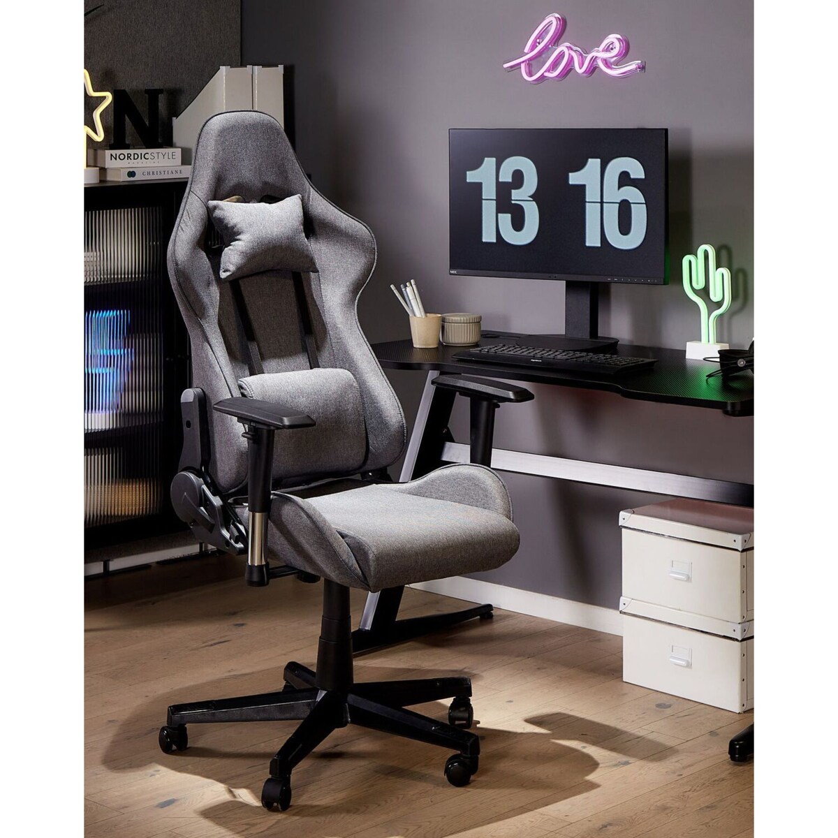 Krzesło biurowe regulowane ciemnoszare WARRIOR